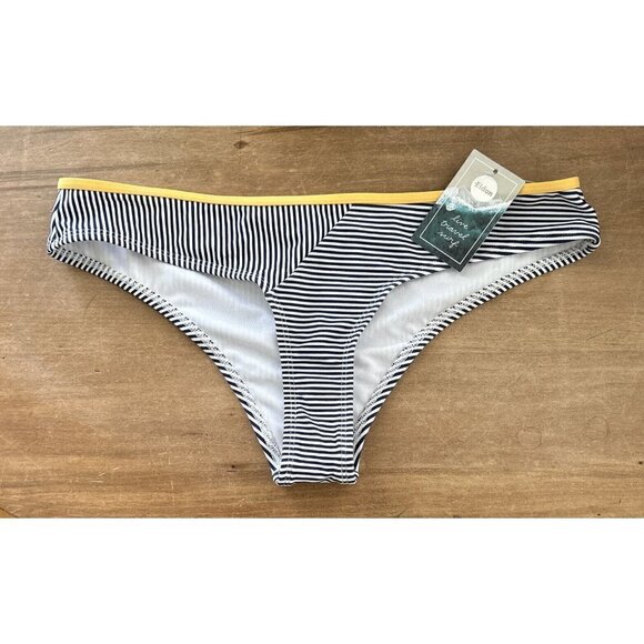 Eidon Womens Rebel Bikini Bottom Swimwear Navy Blue Stripe Size M NEW - Picture 1 of 4